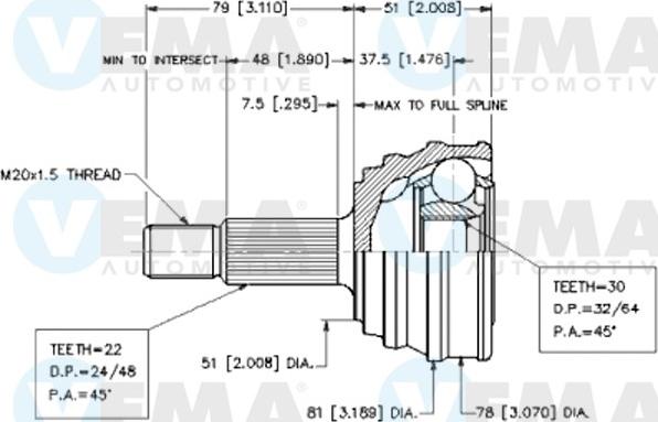 VEMA 18231 - Joint Kit, drive shaft autospares.lv