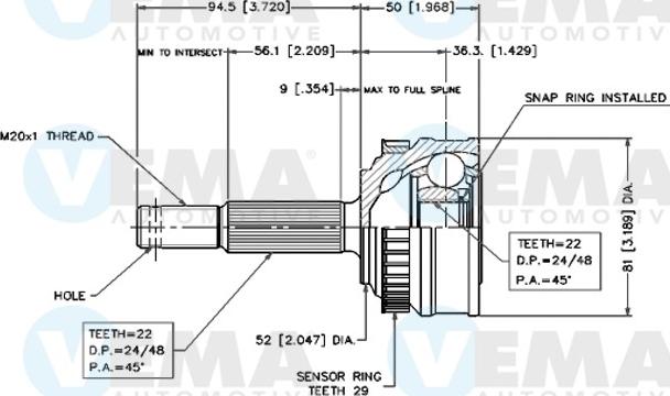 VEMA 18221 - Joint Kit, drive shaft autospares.lv