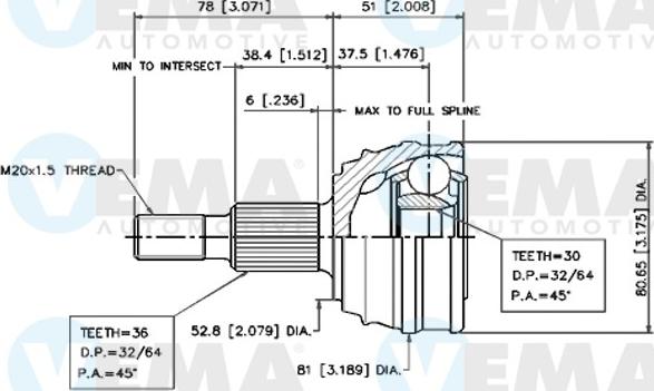 VEMA 18709 - Joint Kit, drive shaft autospares.lv