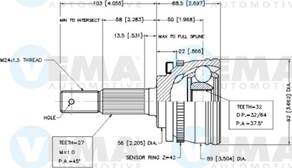 VEMA 18702 - Joint Kit, drive shaft autospares.lv