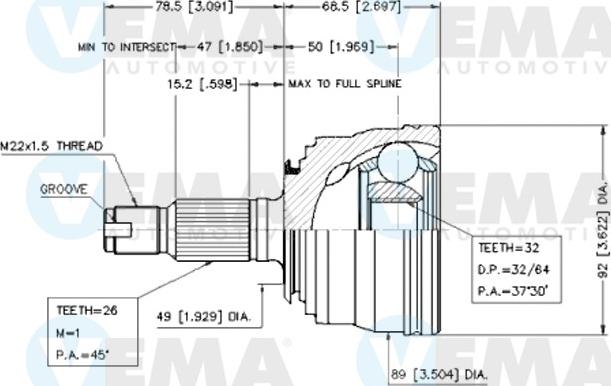 VEMA 18713 - Joint Kit, drive shaft autospares.lv