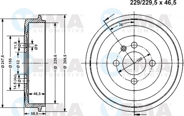 VEMA 800939 - Brake Drum autospares.lv