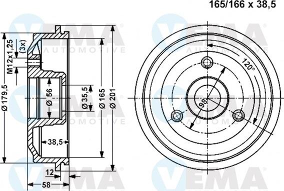 VEMA 800842 - Brake Drum autospares.lv