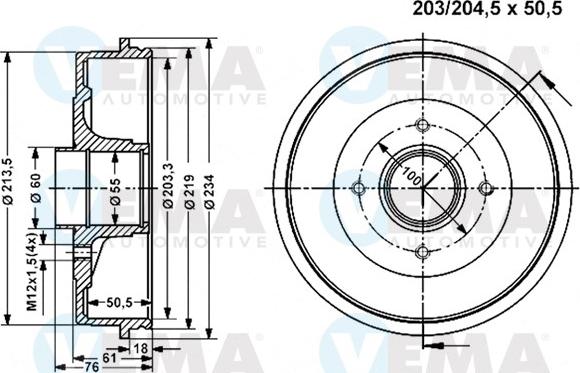 VEMA 801221 - Brake Drum autospares.lv