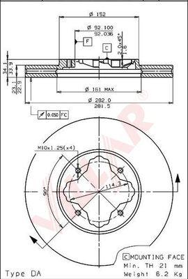 Villar 628.1442 - Brake Disc autospares.lv