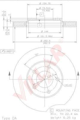 Villar 628.1405 - Brake Disc autospares.lv