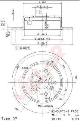 Villar 628.1593 - Brake Disc autospares.lv