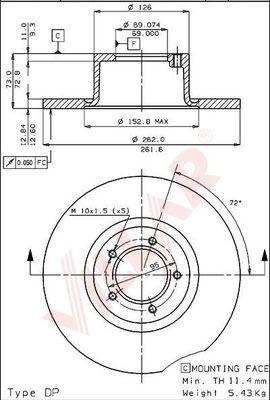 Villar 628.1550 - Brake Disc autospares.lv