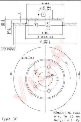 Villar 628.1551 - Brake Disc autospares.lv