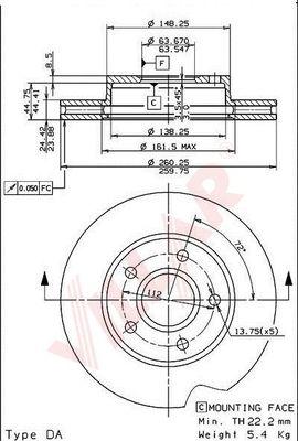 Villar 628.1538 - Brake Disc autospares.lv