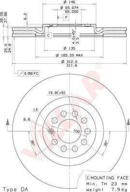 Villar 628.1694 - Brake Disc autospares.lv