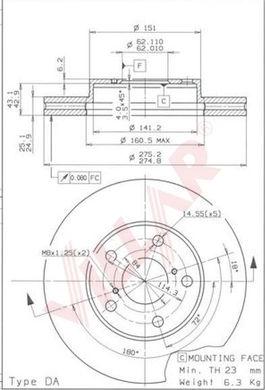 Villar 628.1600 - Brake Disc autospares.lv