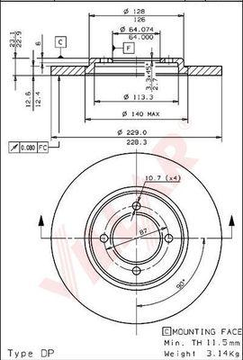 Villar 628.1054 - Brake Disc autospares.lv