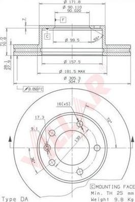 Villar 628.1037 - Brake Disc autospares.lv