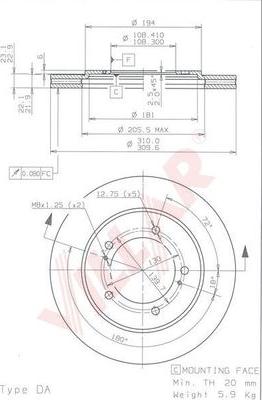 Villar 628.1150 - Brake Disc autospares.lv