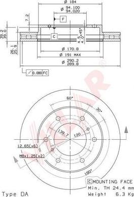 Villar 628.1183 - Brake Disc autospares.lv