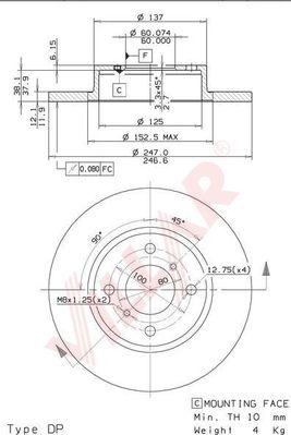 Villar 628.1135 - Brake Disc autospares.lv