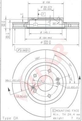 Villar 628.1836 - Brake Disc autospares.lv