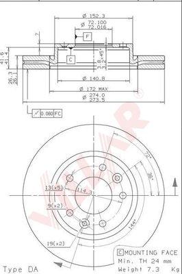 Villar 628.1825 - Brake Disc autospares.lv