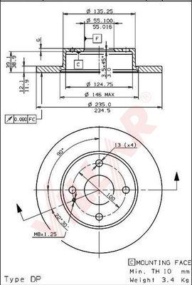 Villar 628.1354 - Brake Disc autospares.lv