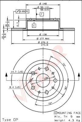 Villar 628.1254 - Brake Disc autospares.lv