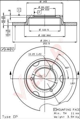 Villar 628.1250 - Brake Disc autospares.lv