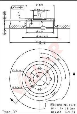 Villar 628.1251 - Brake Disc autospares.lv