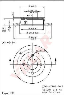 Villar 628.1266 - Brake Disc autospares.lv