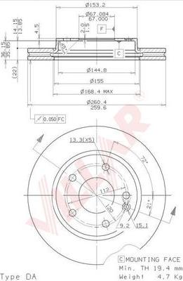 Villar 628.1239 - Brake Disc autospares.lv