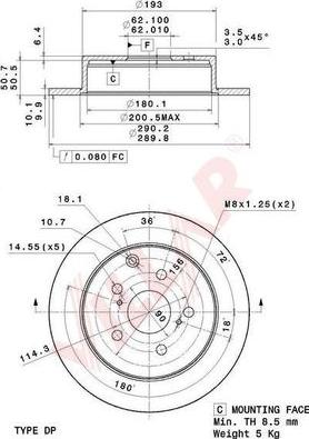 Villar 628.2070 - Brake Disc autospares.lv