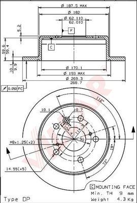 Villar 628.2125 - Brake Disc autospares.lv