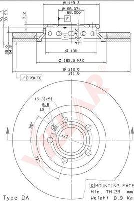 Villar 628.2173 - Brake Disc autospares.lv