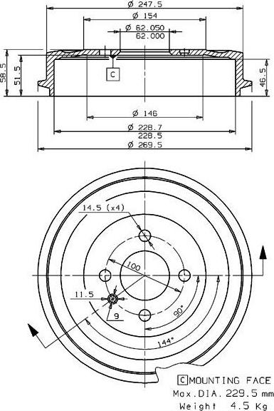 Villar 627.0054 - Brake Drum autospares.lv