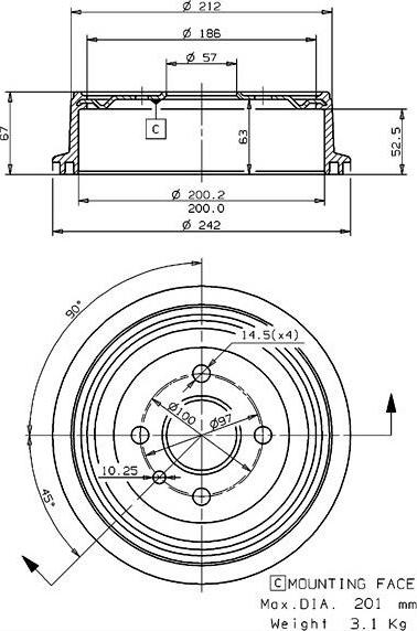 Villar 627.0032 - Brake Drum autospares.lv