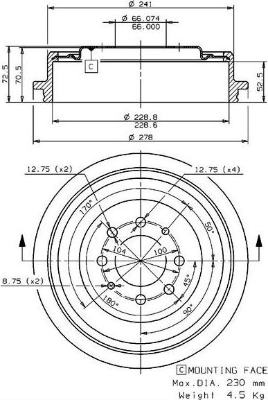 Villar 627.0075 - Brake Drum autospares.lv