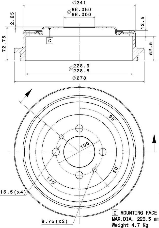 Villar 627.0194 - Brake Drum autospares.lv