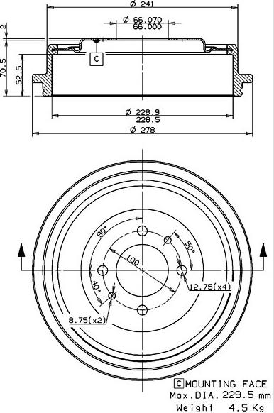 Villar 627.0270 - Brake Drum autospares.lv