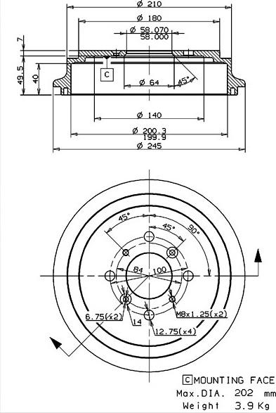 Villar 627.0278 - Brake Drum autospares.lv