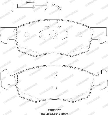 Wagner WBP20907A - Brake Pad Set, disc brake autospares.lv