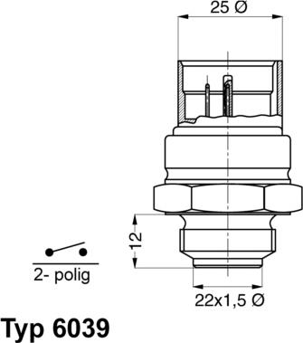 WAHLER 6039.95D - Temperature Switch, radiator / air conditioner fan autospares.lv