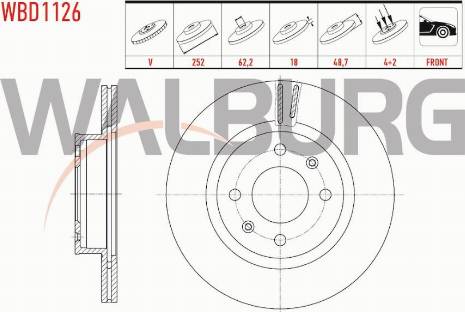 Walburg WBD1126 - Brake Disc autospares.lv