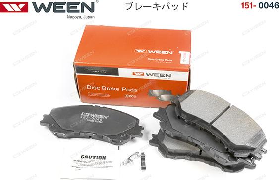 Ween 151-0046 - Brake Pad Set, disc brake autospares.lv