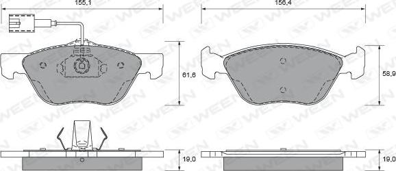 Ween 151-1978 - Brake Pad Set, disc brake autospares.lv