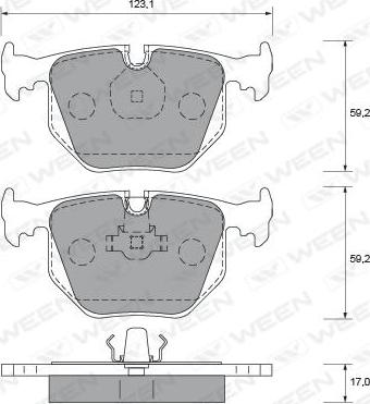 Ween 151-1652 - Brake Pad Set, disc brake autospares.lv