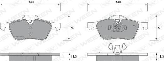 Ween 151-1889 - Brake Pad Set, disc brake autospares.lv