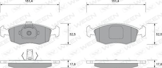 Ween 151-1872 - Brake Pad Set, disc brake autospares.lv