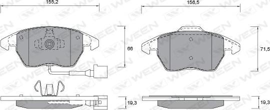 Ween 151-1252 - Brake Pad Set, disc brake autospares.lv
