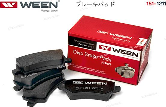 Ween 151-1211 - Brake Pad Set, disc brake autospares.lv