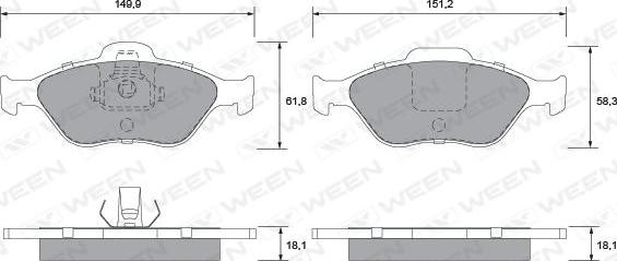 Ween 151-1284 - Brake Pad Set, disc brake autospares.lv