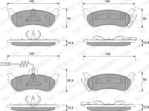 Ween 151-1230 - Brake Pad Set, disc brake autospares.lv